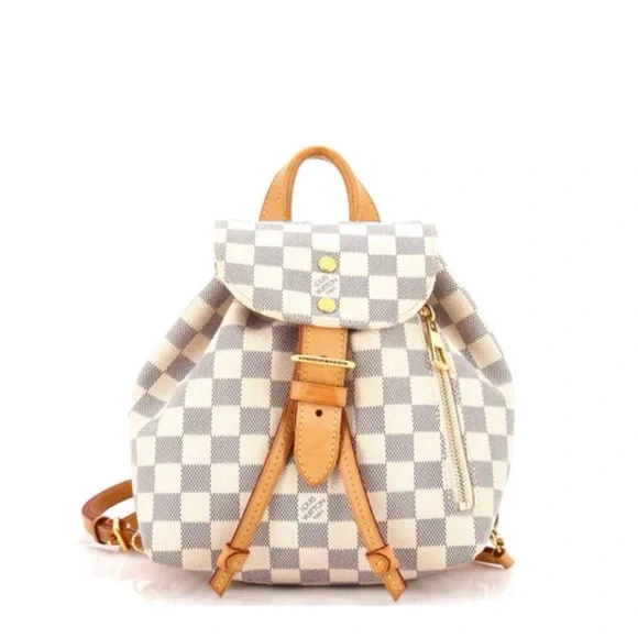 Louis Vuitton White and Tan Checkered Backpack Louis Vuitton Sperone Damier Azur Backpack Bag White main image 4